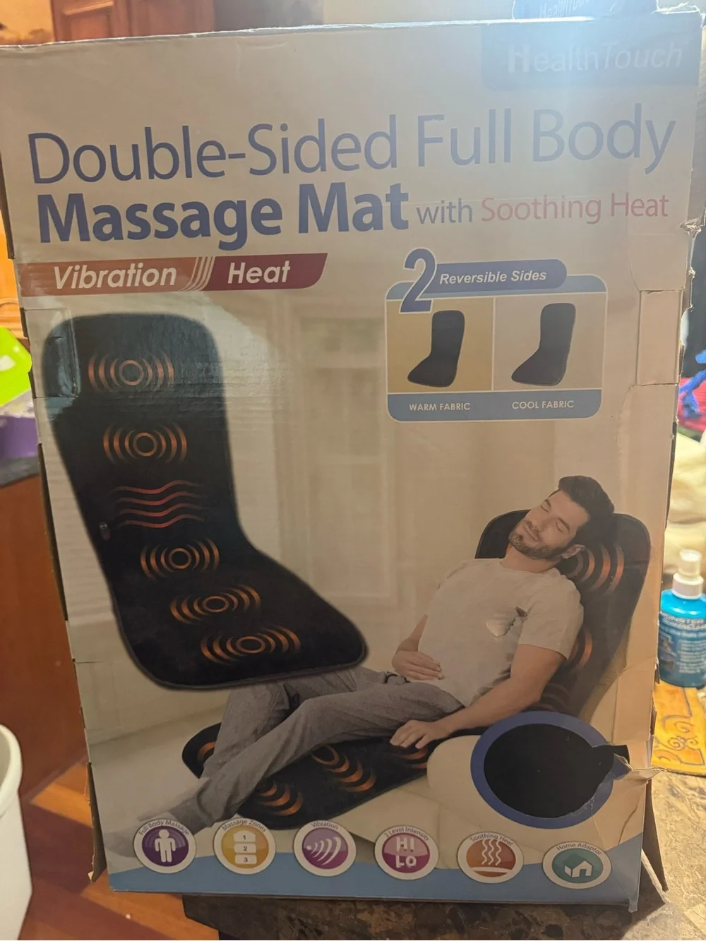 Double-Sided Full Body Massage Mat with Soothing Heat - Black